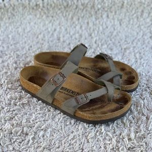 Birkenstock Mayari Slide Toe Strap Buckle Sandal Stone Faux Nubuck Women 38/7.5